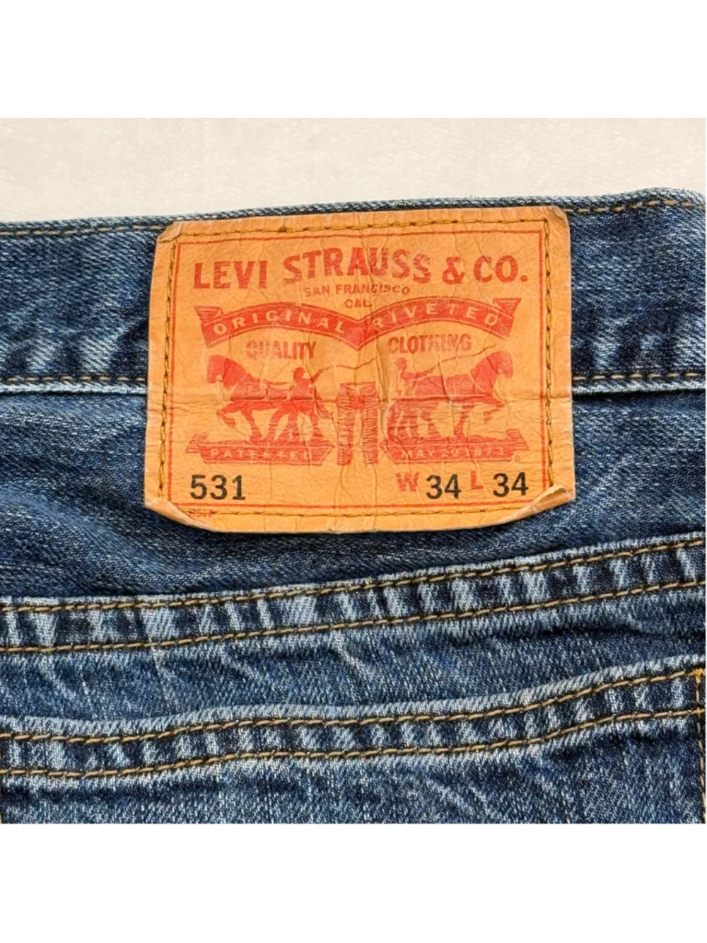 Men's Levi's 531 34x25 Cropped Hemmed Athletic Slim Fit Jeans Blue (34x34 Tag)